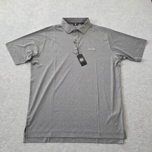 FootJoy Mens GOLFTEC Solid Lisle Performance Golf Polo Shirt Heather Gray  Large